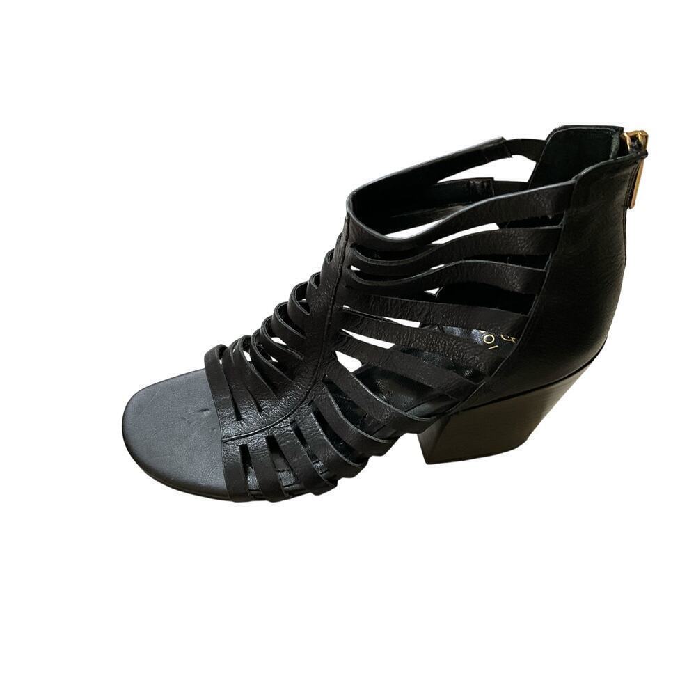 Isola Ianna Gladiator Sandals Stacked Heel Leather Black Womens Size 10‎ NEW